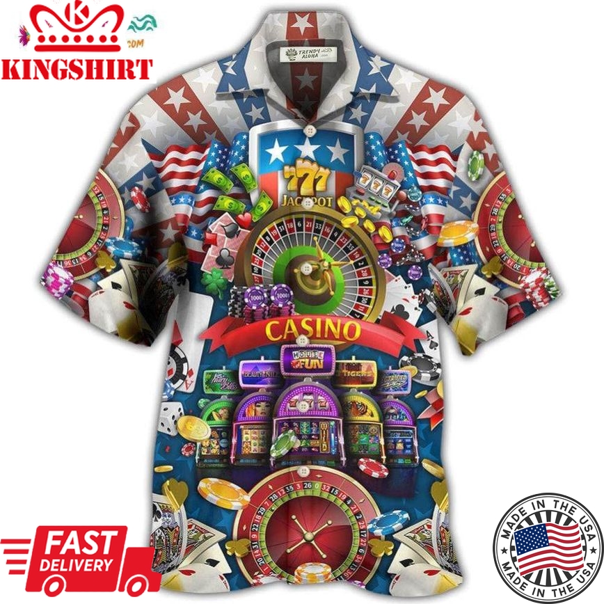 Poker Us Flag Casino Lover Hawaiian Shirt