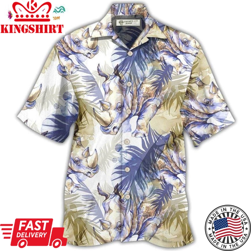 Rhino Art Tropical Leaf Style Hawaiian Shirt