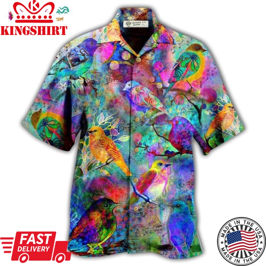 Robin Birds Colorful Mix Color Hawaiian Shirt