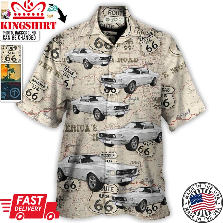 Route 66 Car Racing Car Lover Custom Photo - Hawaiian Shirt - Personalized Photo Gifts Hawaiian Shirt