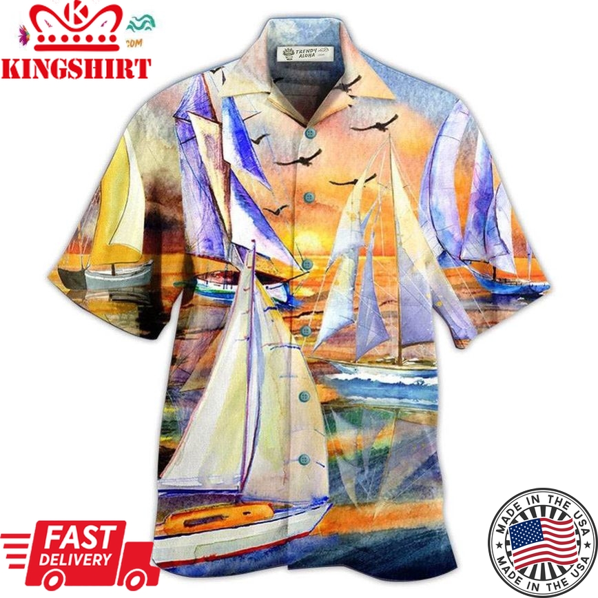 Sailing Beach Sunset Romantic Hawaiian Shirt