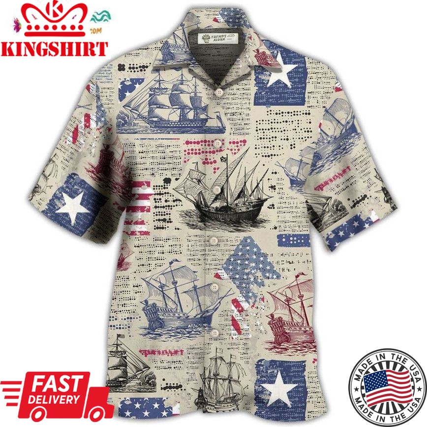 Sailing Us Flag Independence Day Hawaiian Shirt