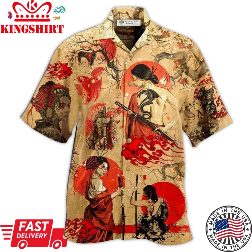 Samurai Girl Strong Hawaiian Shirt