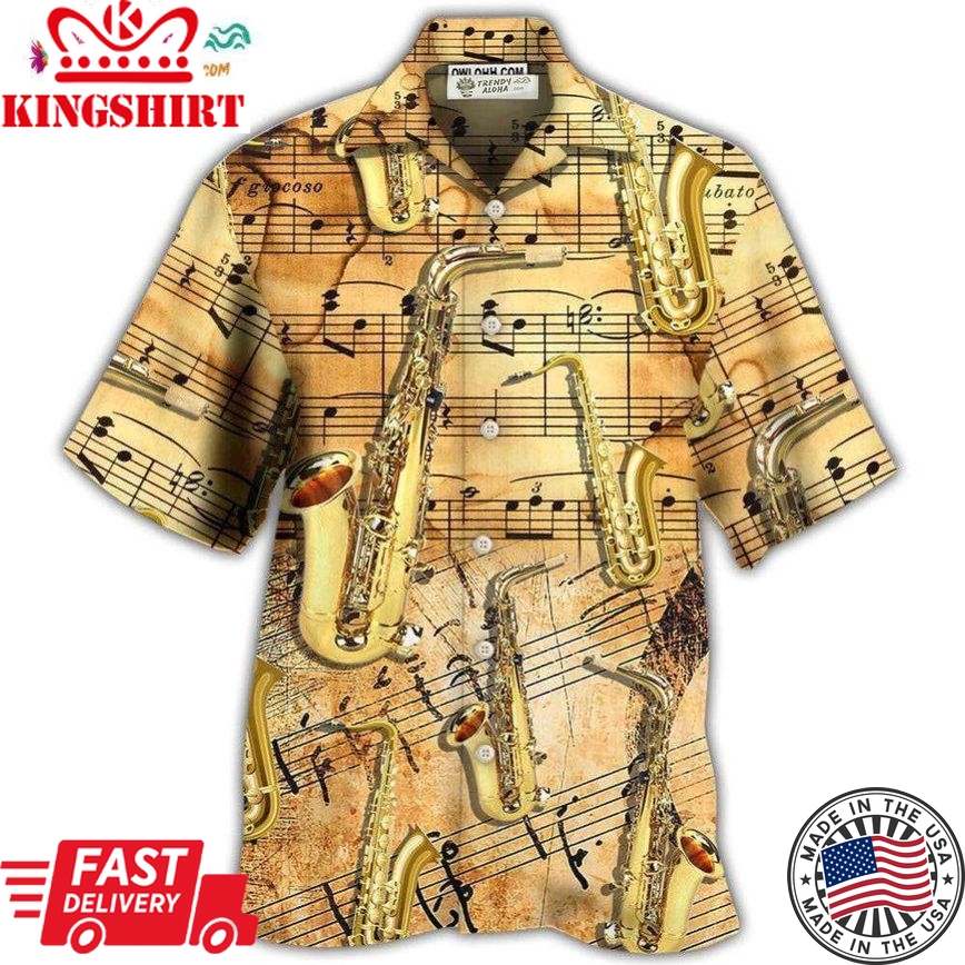 Saxophone Golden Music Lover Retro Hawaiian Shirt