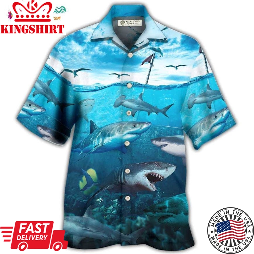 Shark Undersea Darkness Art Hawaiian Shirt