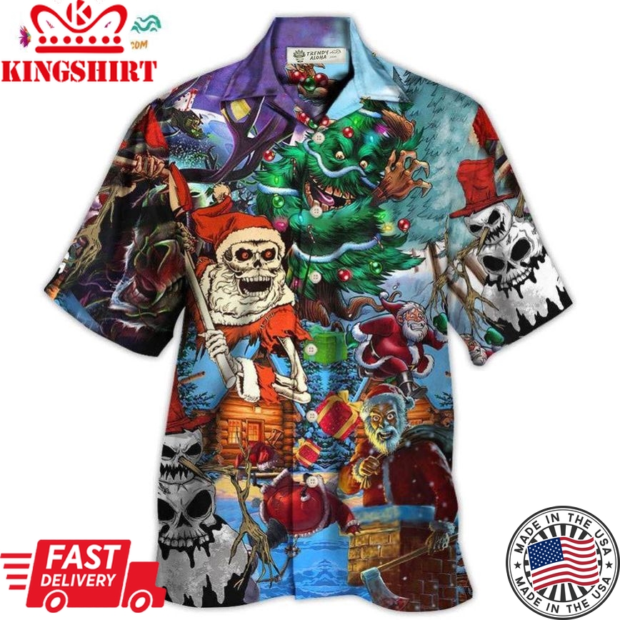 Skull And Christmas Scary Style Hawaiian Shirt