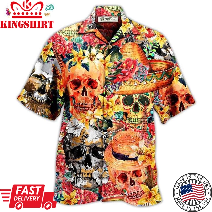 Skull Beautiful And Flowers Hawaiian Shirt