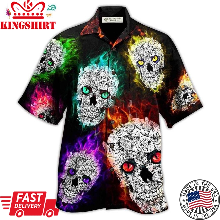 Skull Color Smile Say Hi Hawaiian Shirt