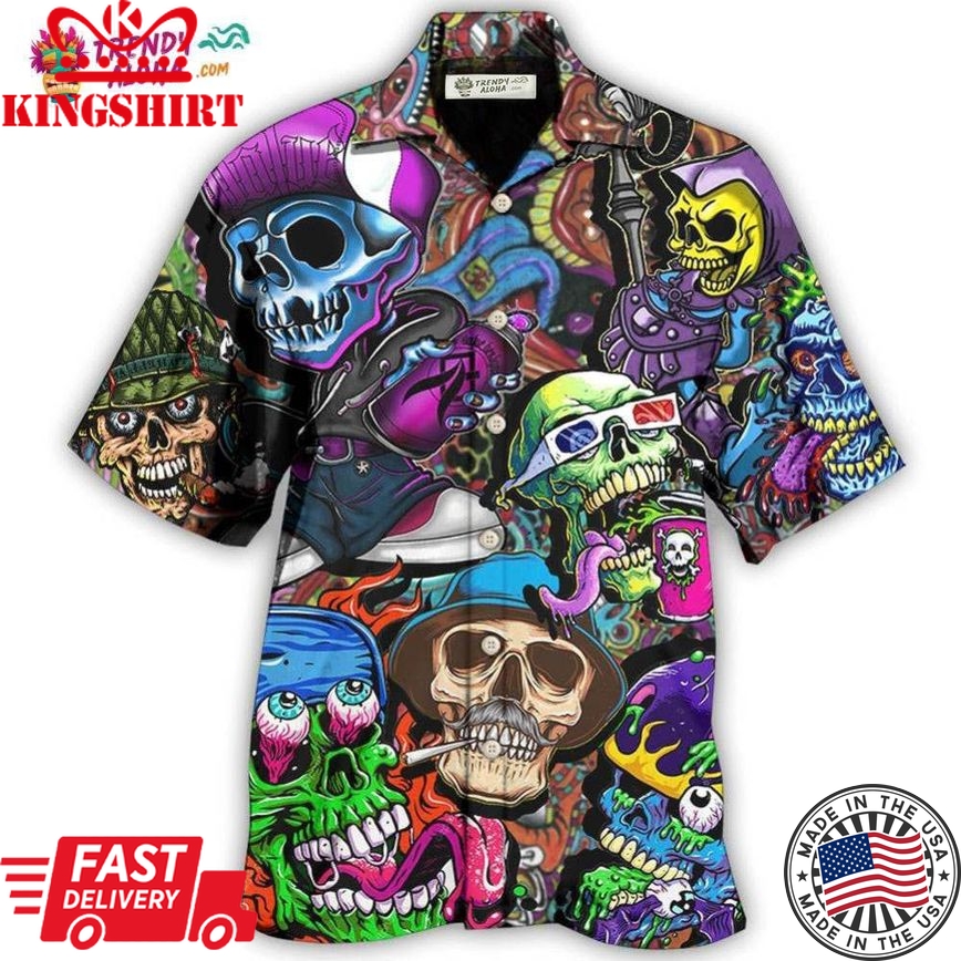 Skull Colorful Mix Hawaiian Shirt