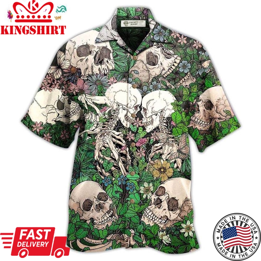 Skull Couple Kiss Hawaiian Shirt