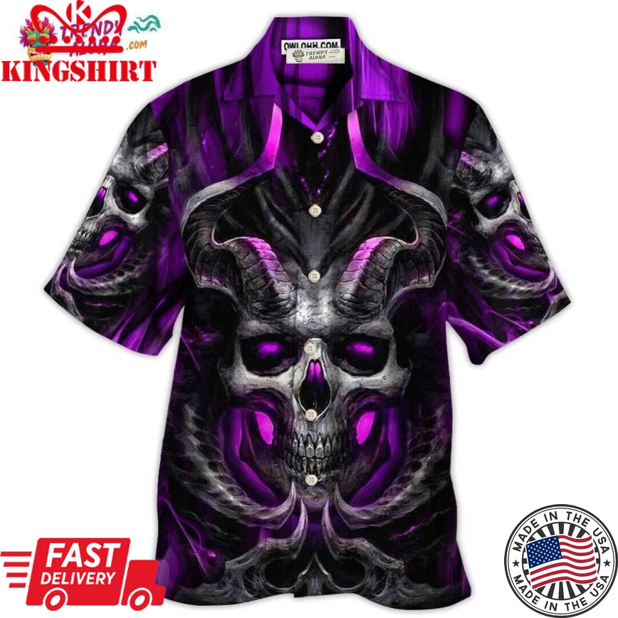 Skull Dark Purple Fire Lighting Hawaiian Shirt