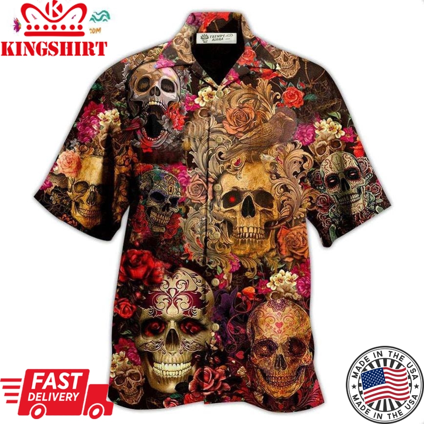 Skull Day Of The Dead Floral Hawaiian Shirt