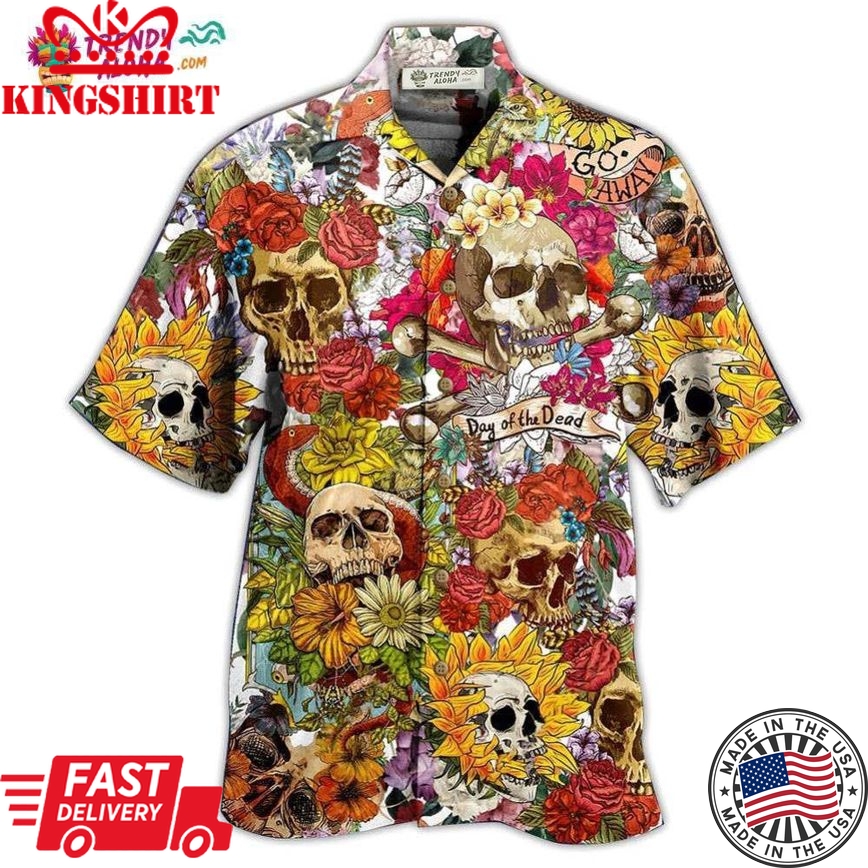 Skull Day Of The Dead Flower Skull Hawaiian Shirt