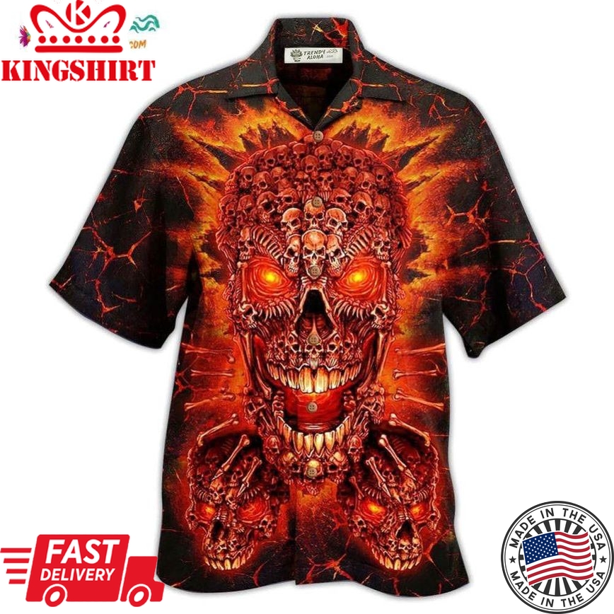 Skull Fire Love Red Smile Hawaiian Shirt