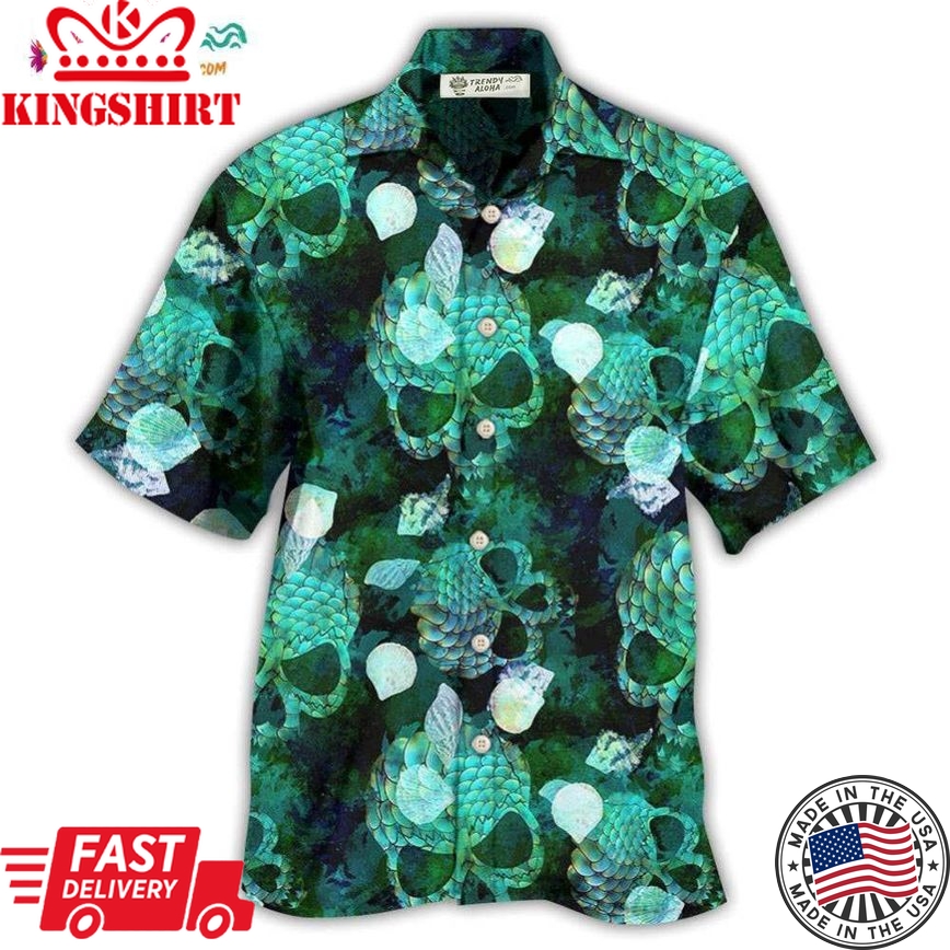 Skull Fish Green Style Hawaiian Shirt