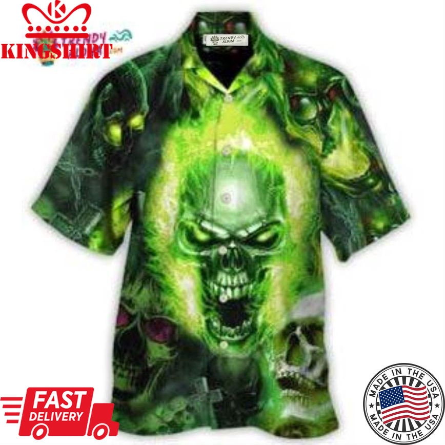 Skull Green Fear No Man Hawaiian Shirt