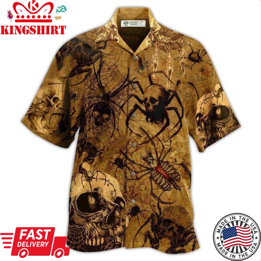 Skull Im Only Here For The Spiders Hawaiian Shirt