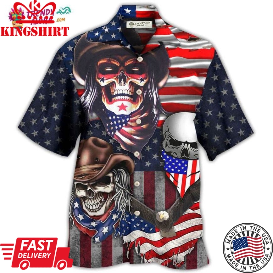 Skull Independence Day Cowboy Skull Us Hawaiian Shirt