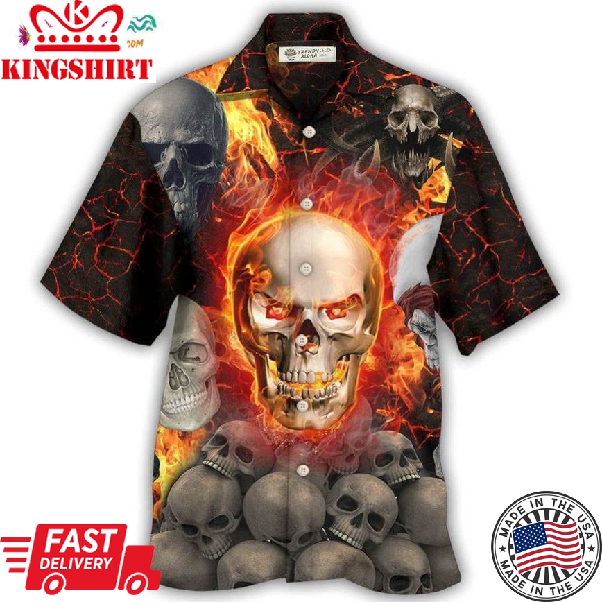 Skull Lava On Fire Hawaiian Shirt