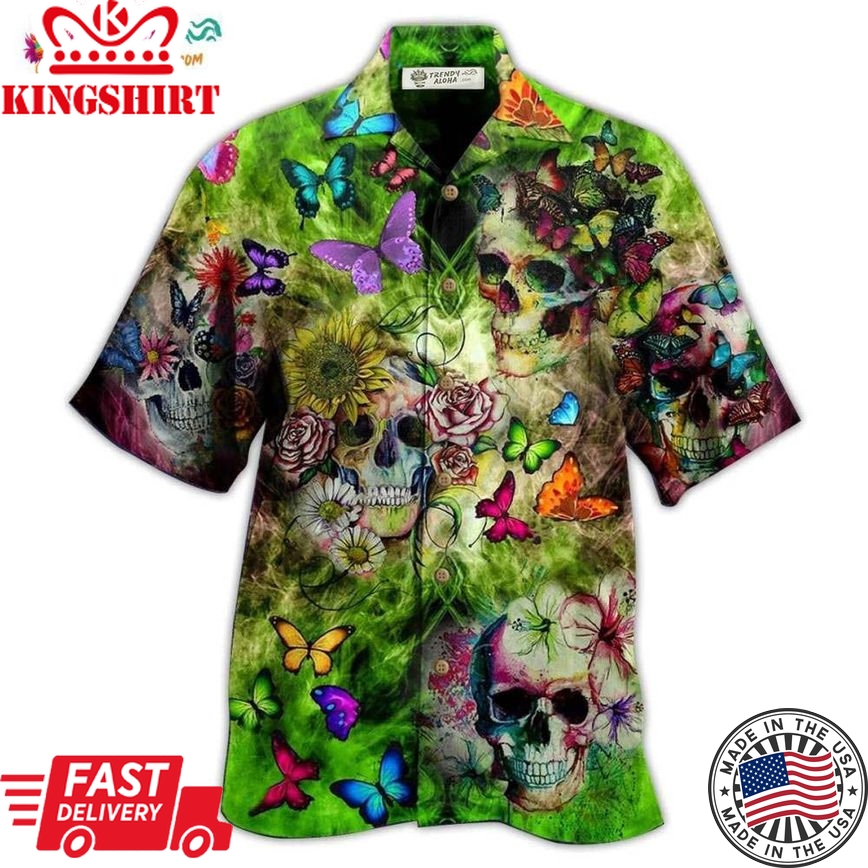 Skull Love Butterfly Hawaiian Shirt