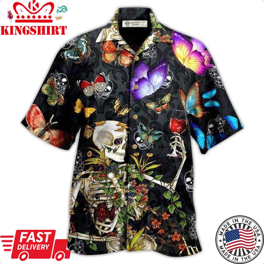 Skull Love Butterfly Overnight Hawaiian Shirt