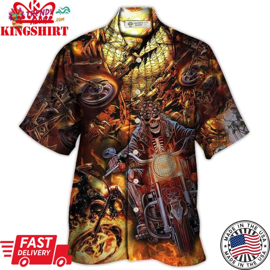 Skull Motorcycle Racing Fast Fire New Hawaiian Shirt