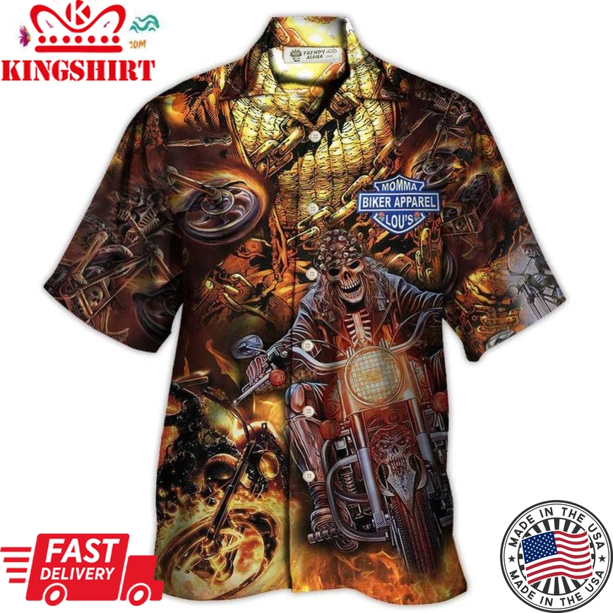 Skull Motorcycle Racing Fast Fire New Style Hawaiian Shirt