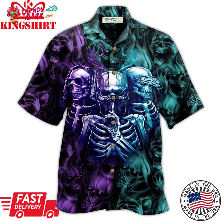 Skull Neither Hear Nor See Hawaiian Shirt