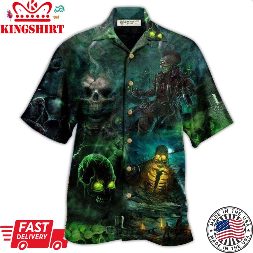 Skull No Flesh No Brain But Still In Pain Dark Style Hawaiian Shirt