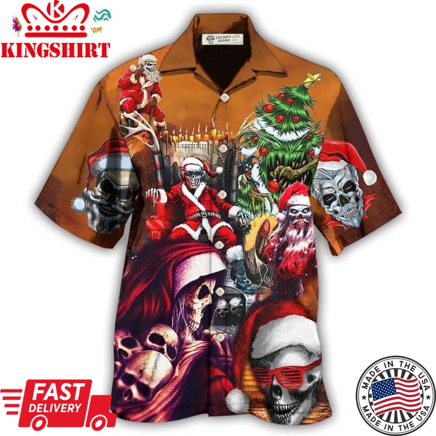 Skull Santa Claus Christmas Lovely Hawaiian Shirt