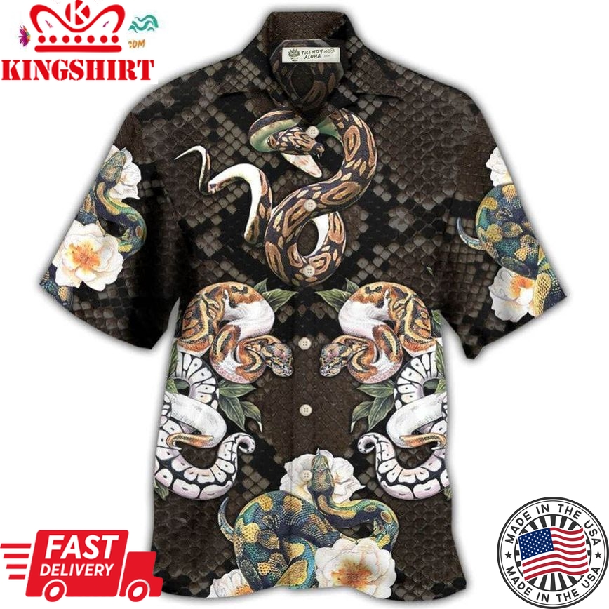 Snake Ball Python Flower Tropical Hawaiian Shirt