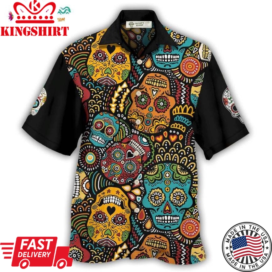 Sugar Skull Amazing Black Style Hawaiian Shirt