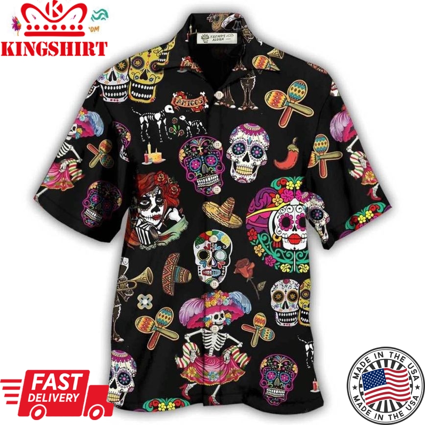 Sugar Skull Calavera Guns Hawaiian Shirt