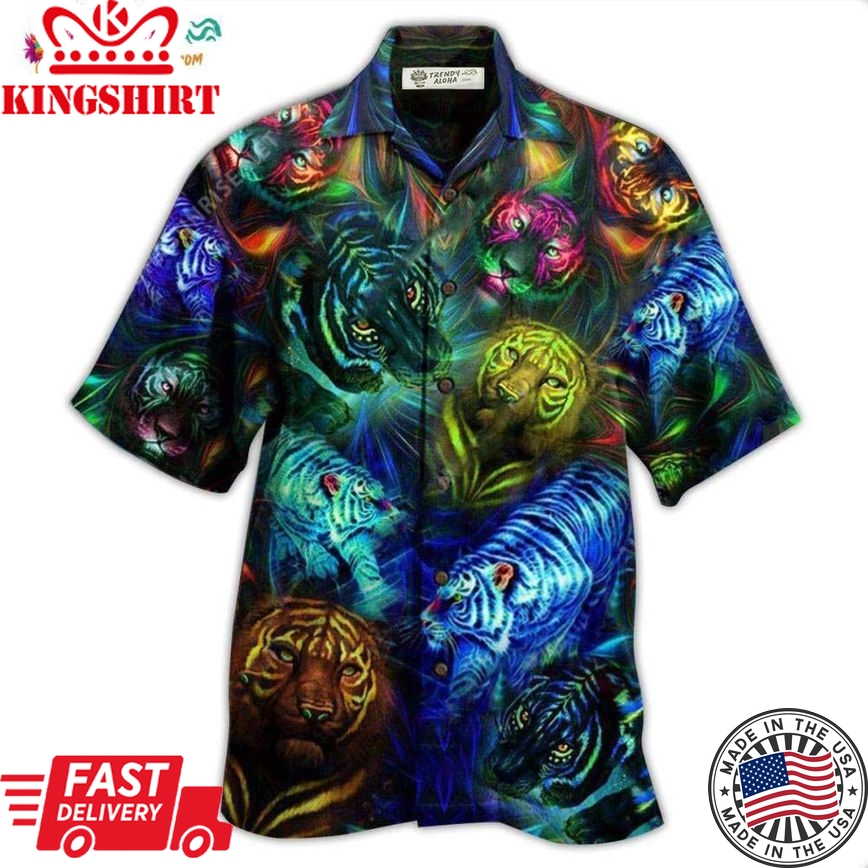 Tiger Powerful Neon Color Hawaiian Shirt