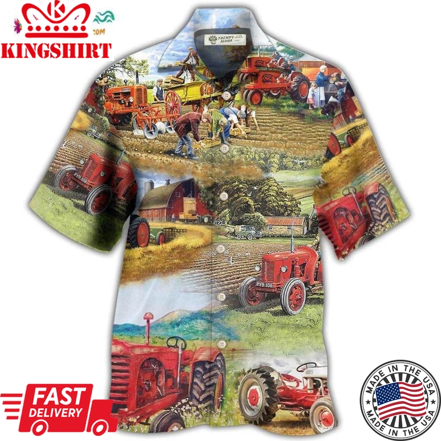 Tractor Farm Tractor Painting Art Hawaiian Shirt