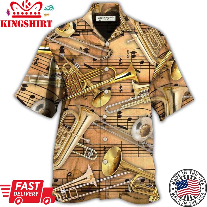 Trombone Music Notes Style Hawaiian Shirt