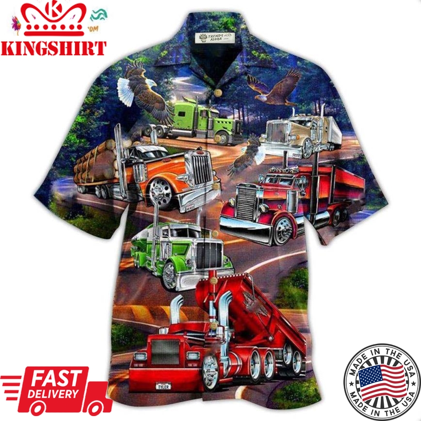 Truck Proud American Trucker With Eagle Hawaiian Shirt