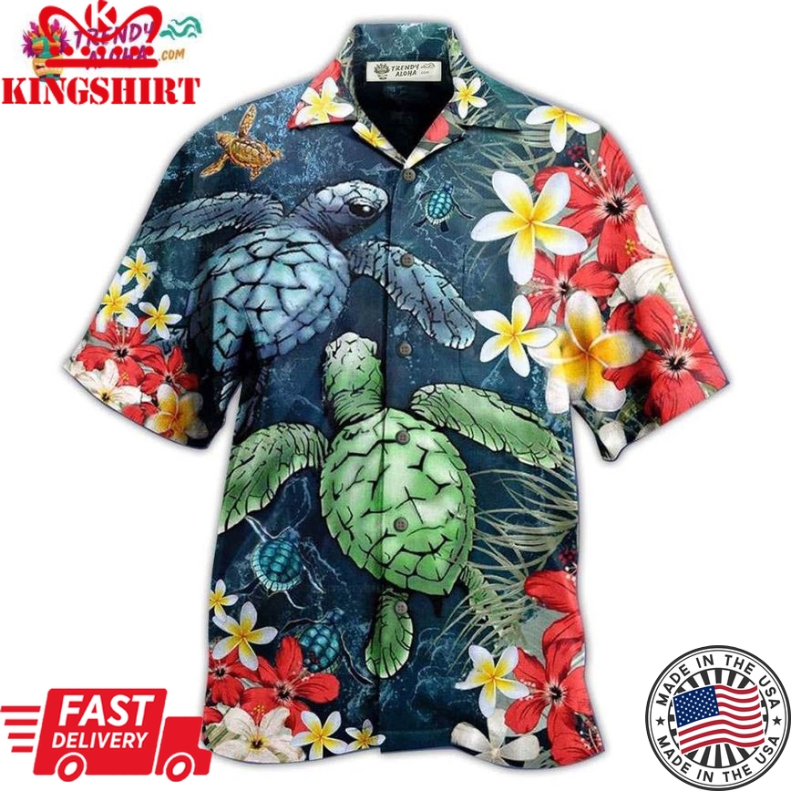 Turtle Love Flowers Hawaiian Shirt