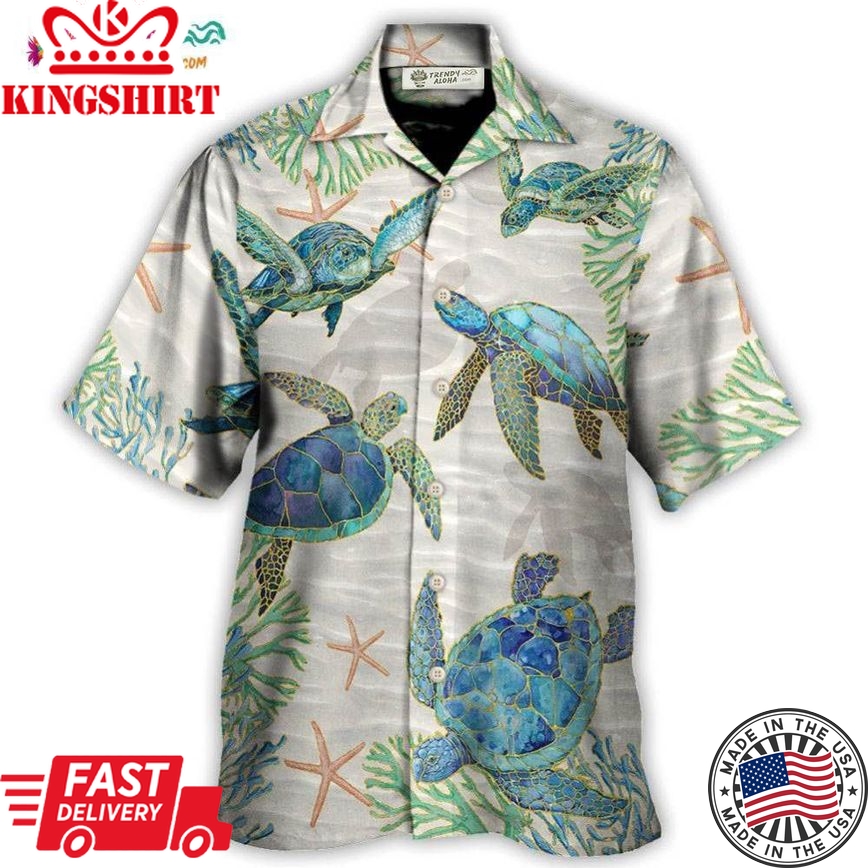 Turtle Peaceful Relaxing Calm Of The Beach And Ship With Sails Hawaiian Shirt