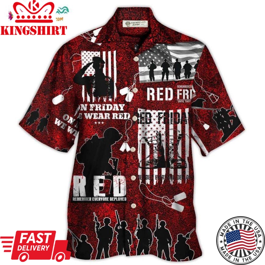 Veteran Red Friday With Boots Hawaiian Shirt