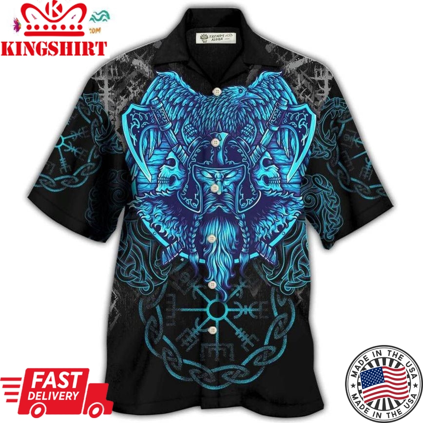 Viking King Blue Art Hawaiian Shirt