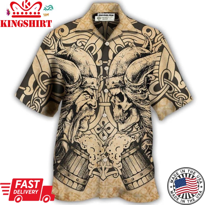 Viking Old Man With Skull Vintage Hawaiian Shirt