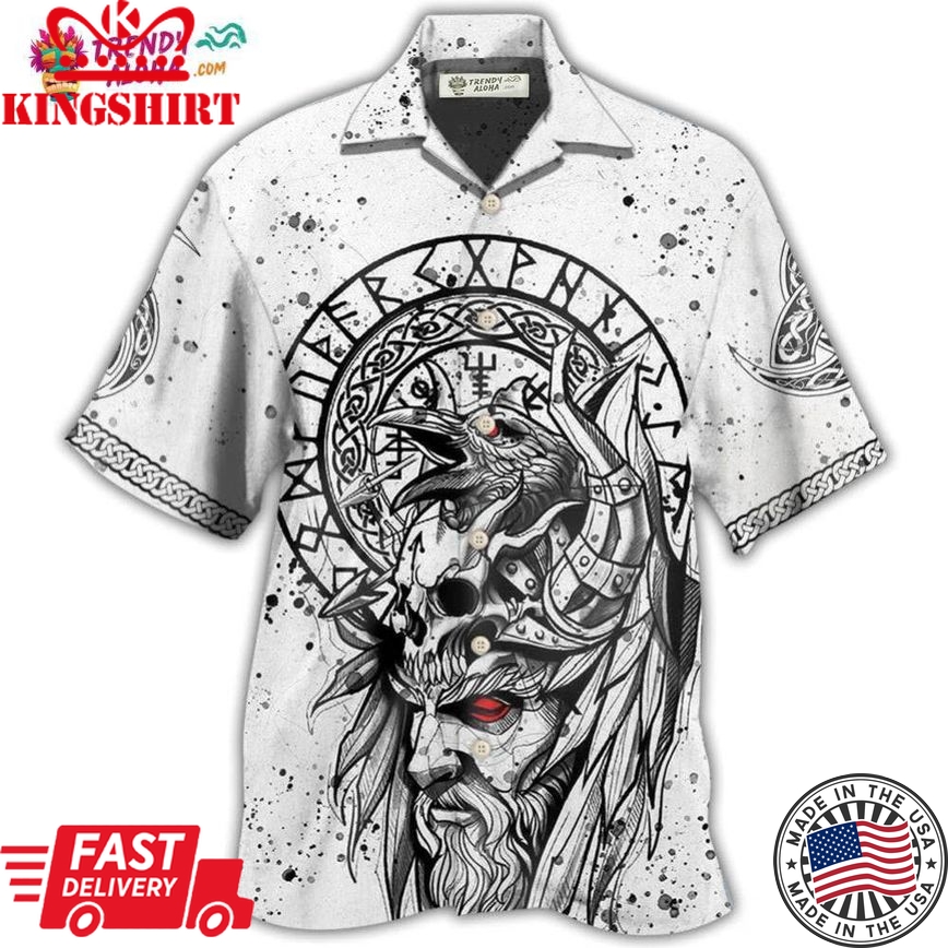 Viking Victory Black And White Style Hawaiian Shirt