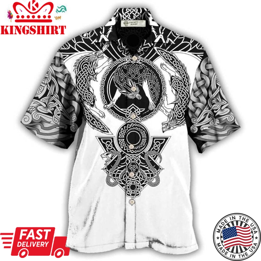 Viking Warrior Blood Black And White Hawaiian Shirt