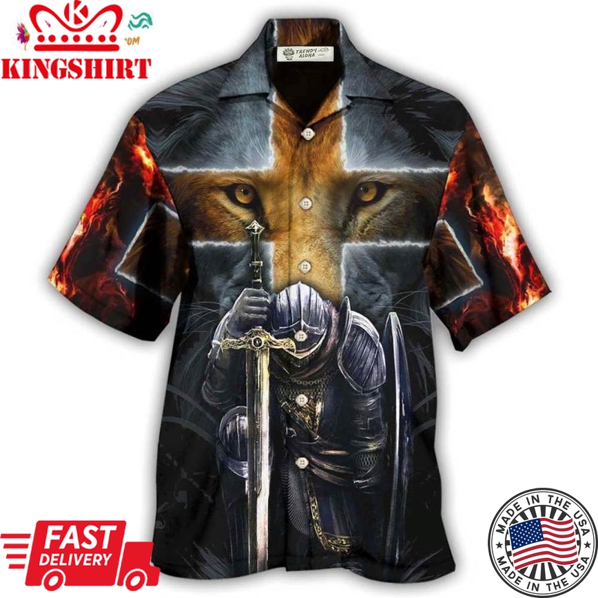 Warrior Of Christ Lion Cross Hawaiian Shirt