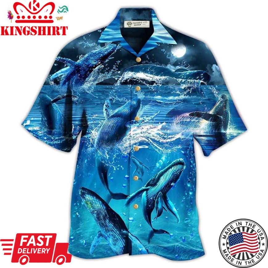 Whale Love Ocean Blue Hawaiian Shirt