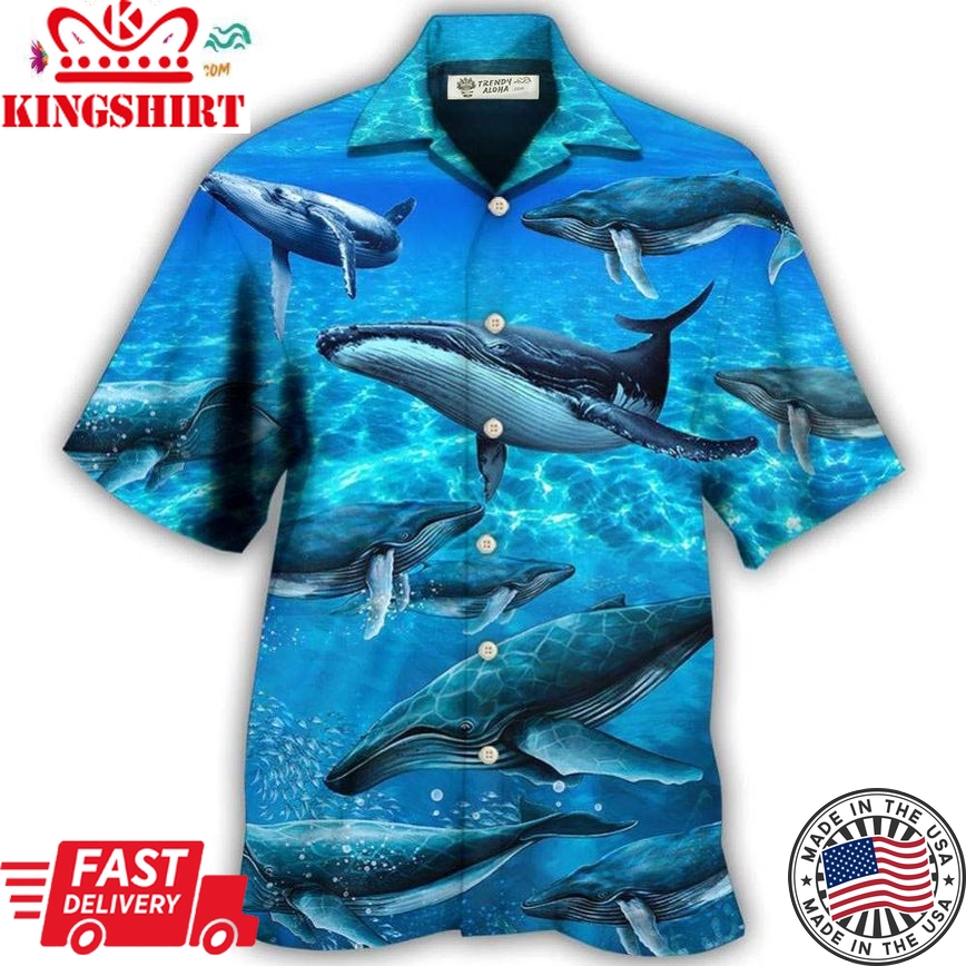 Whale Style In Blue Ocean Hawaiian Shirt