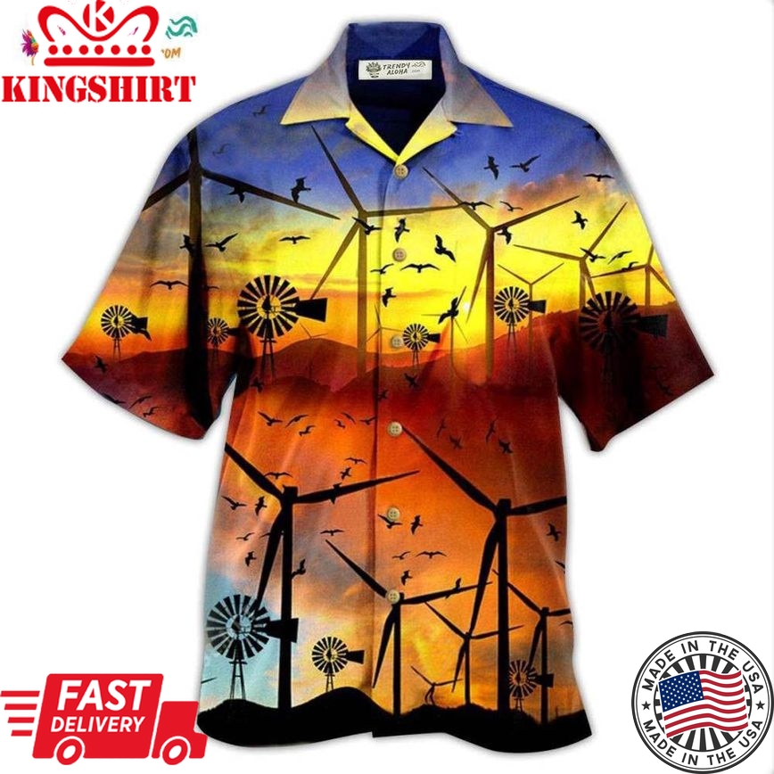 Wind Turbine A Green Planet Is A Clean Planet Hawaiian Shirt