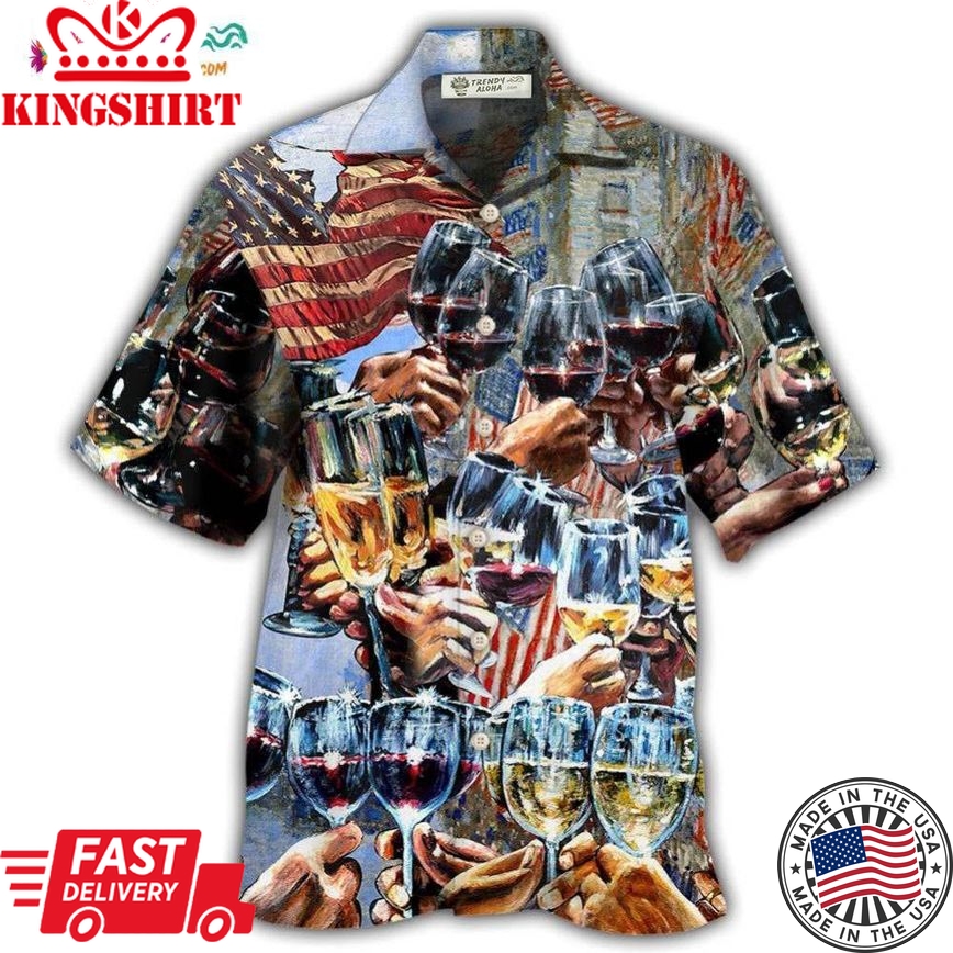 Wine Cheers Independence Day Hawaiian Shirt