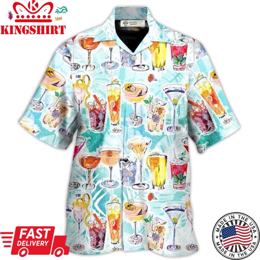 Wine Cocktail And Beach Tropical Hawaiian Shirt